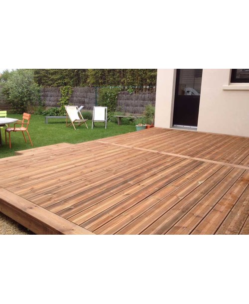 Lames de terrasse en pin sylvestre 27 x 145 mm autoclavé classe 4 marron La Halle Aux Bois