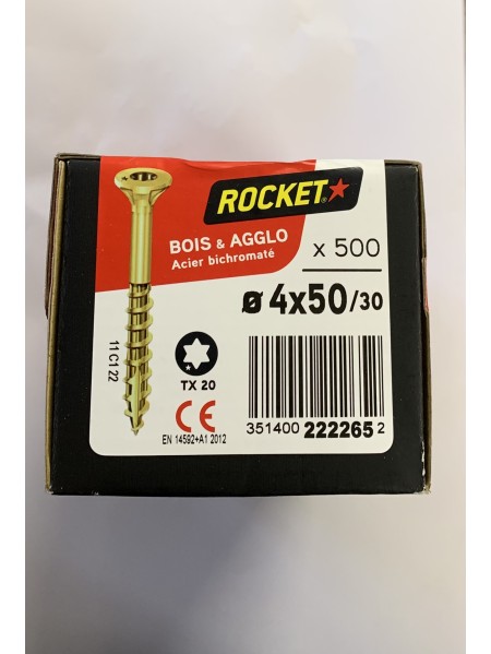 Boite de 500 vis Rocket 4 x 50 Etoile FP ABI