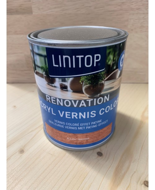 Vernis acrylique polyuréthane LINITOP Acajou effet patiné 0.75l